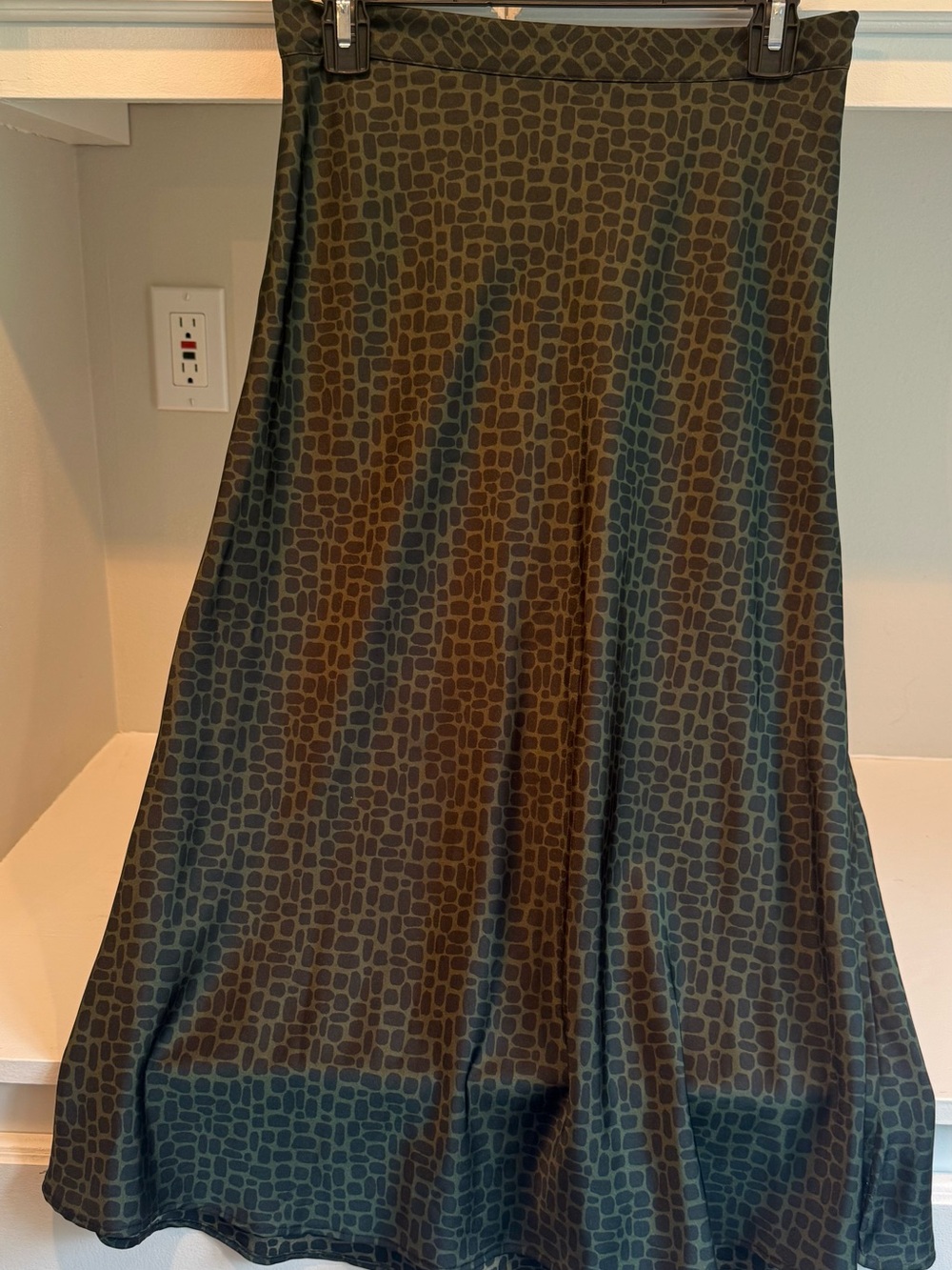Women's Olive Green Patterned A-Line Skirt